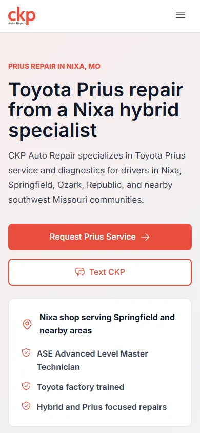 CKP Auto Repair Prius Repair mobile screenshot