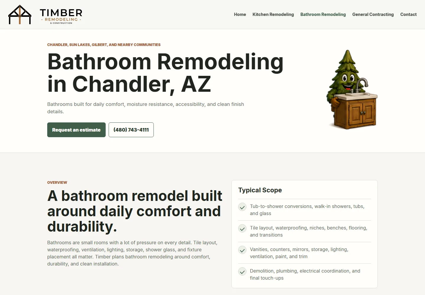 Timber Remodeling & Construction Bathroom Remodeling screenshot